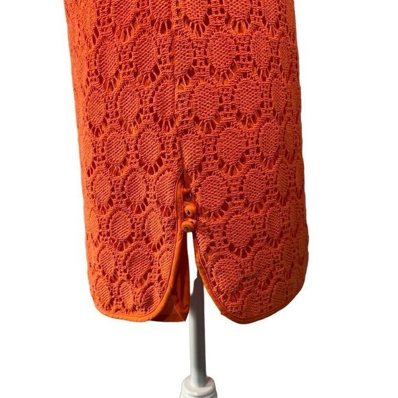 Trina Turk Crochet Orange overlay Shift Dress Size 8 Spring Summer women’s Mediu - Picture 9 of 14